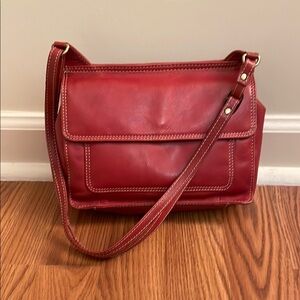 Elegant Red Leather Shoulder Bag